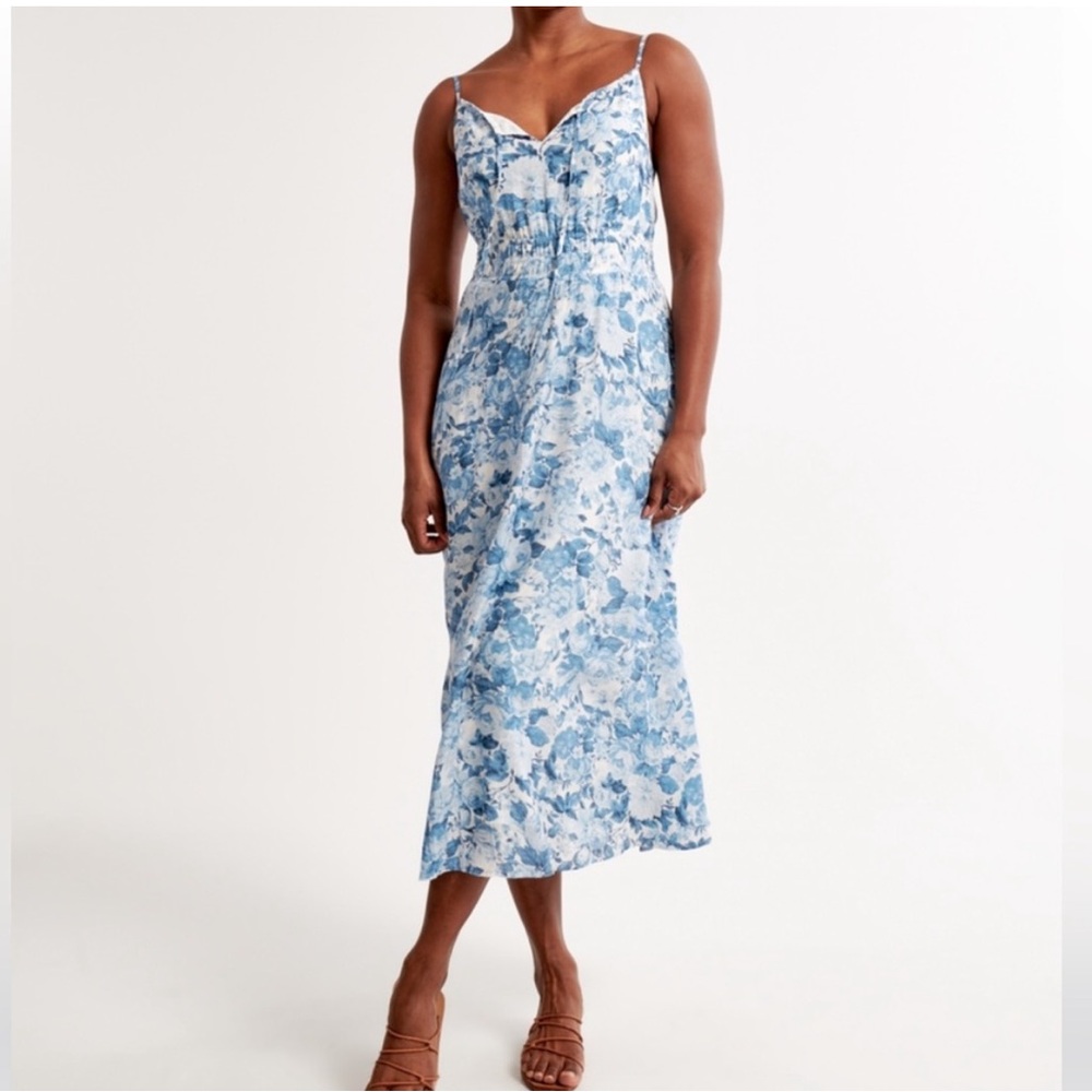 Women's Crinkle Textured Smocked Waist Midi Dress